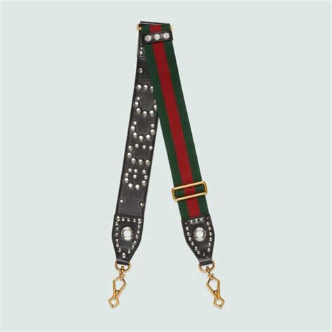 Wide studded 'Gucci' Web shoulder strap 